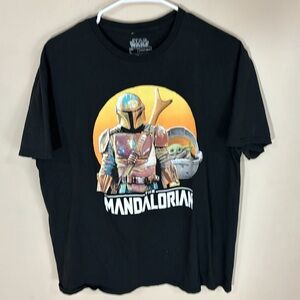 Star Wars Mandalorian Black Tee Large Graphics Size Large
